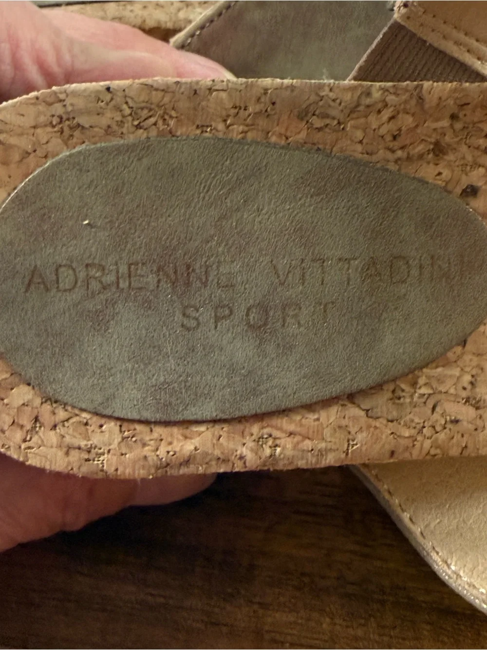 Adrienne Vittadini Wedge Sandals in Shimmery Tan Size 9.5